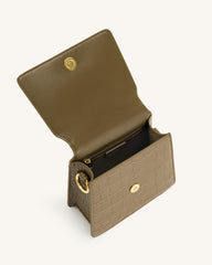 FAE Top Handle Crossbody - Dark Olive Croc