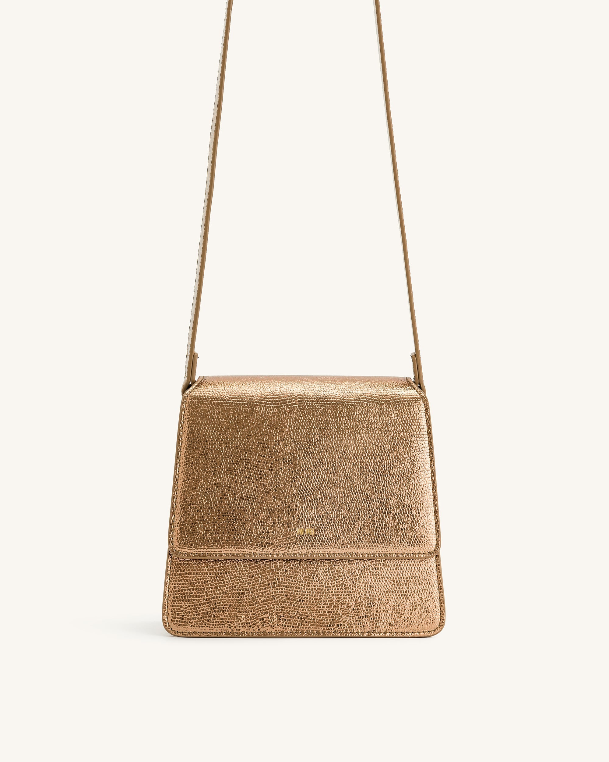 FAE Metallic Top Handle Crossbody - Ancient Gold Lizard