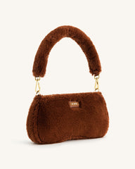 Eva Faux Fur Fabric Shoulder Bag - Caramel