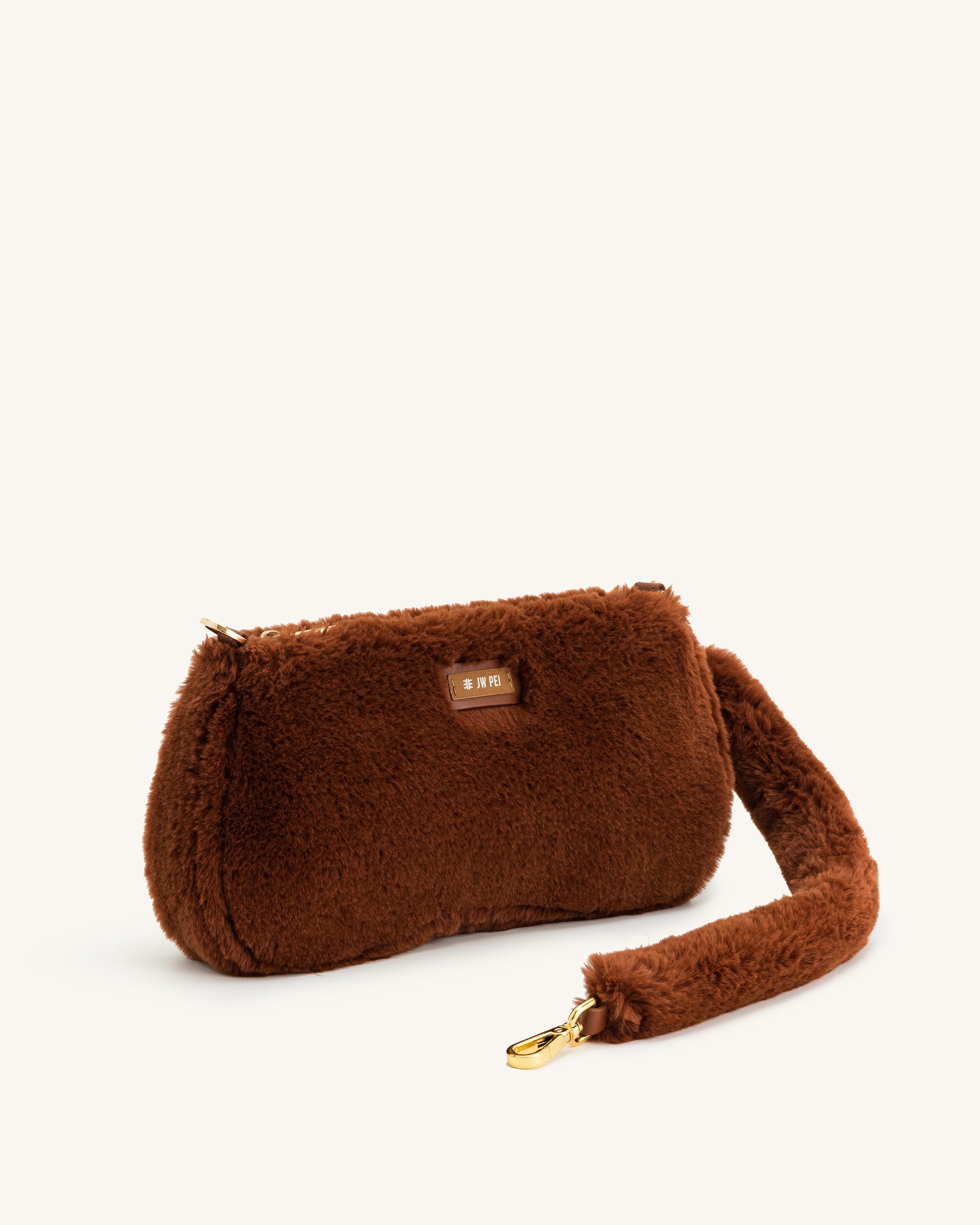 Eva Faux Fur Fabric Shoulder Bag - Caramel