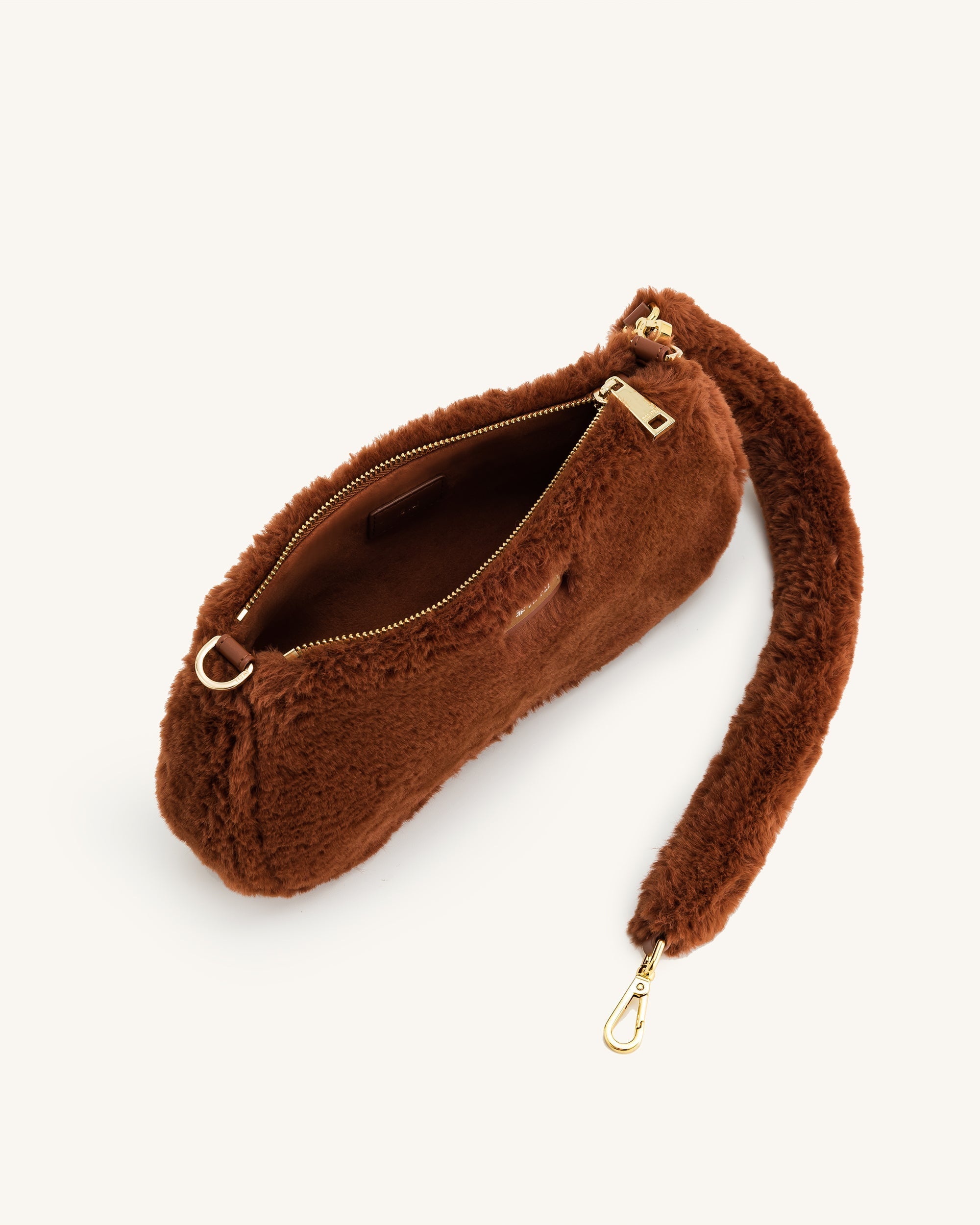 Eva Faux Fur Fabric Shoulder Bag - Caramel
