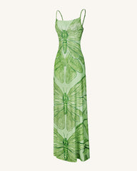 Dragonfly Totem Maxi Dress - Green