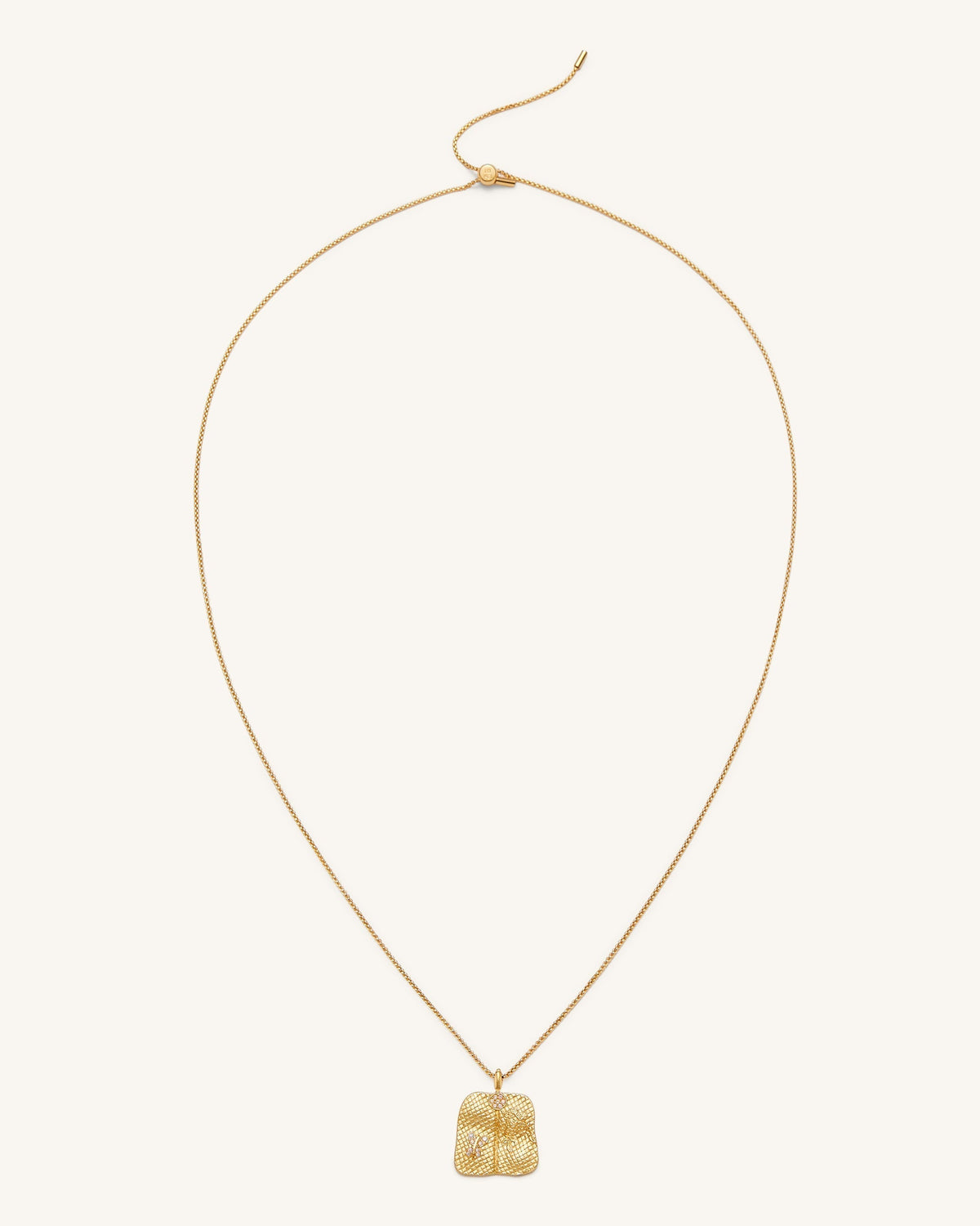 Plantain Fan Pendant Necklace - 18ct Gold Plated & White Zircon
