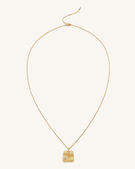 Plantain Fan Pendant Necklace - 18ct Gold Plated & White Zircon