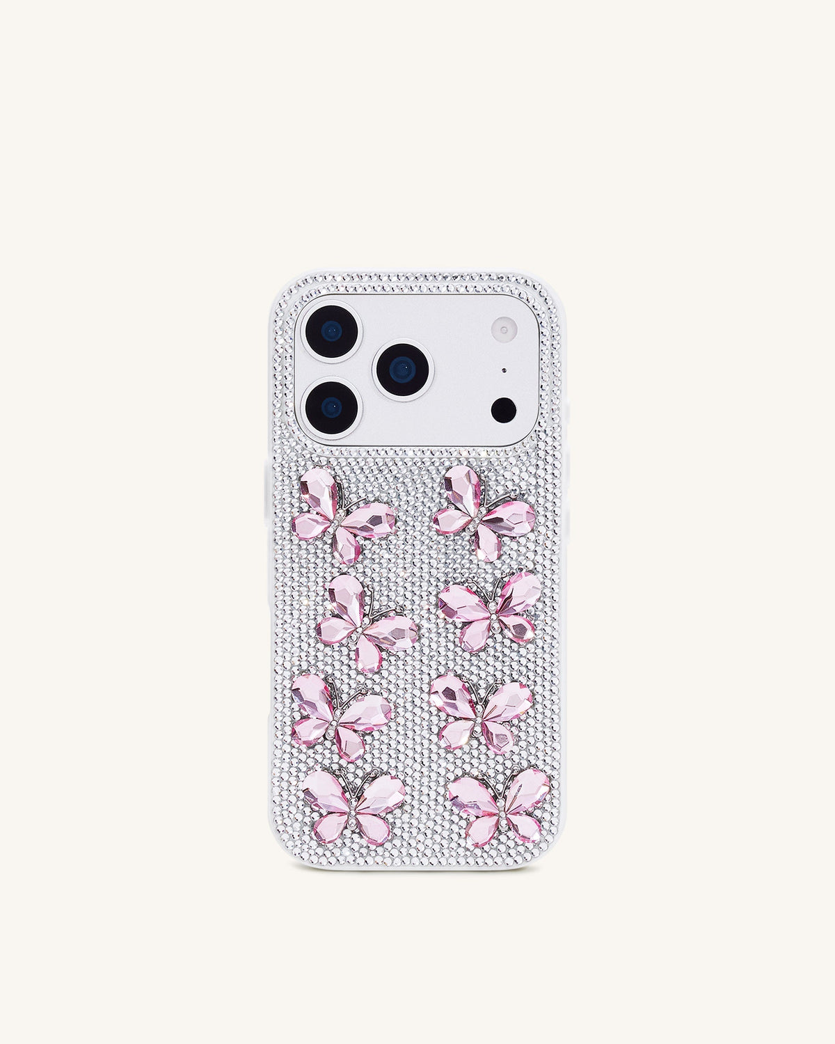 Butterfly Crystal Phone Case - White