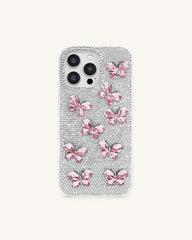 Butterfly Crystal Phone Case - White
