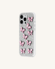 Butterfly Crystal Phone Case - White