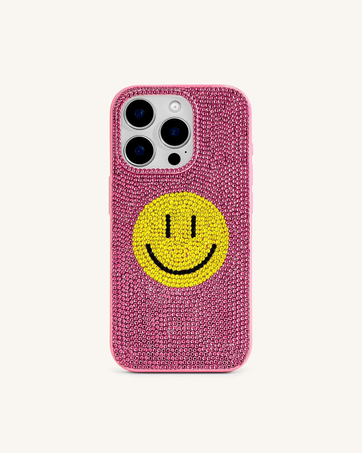 Smile Face Artificial Crystal Phone Case - Pink