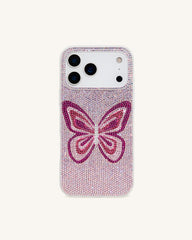 Butterfly Rhinestone Phone Case - Pink