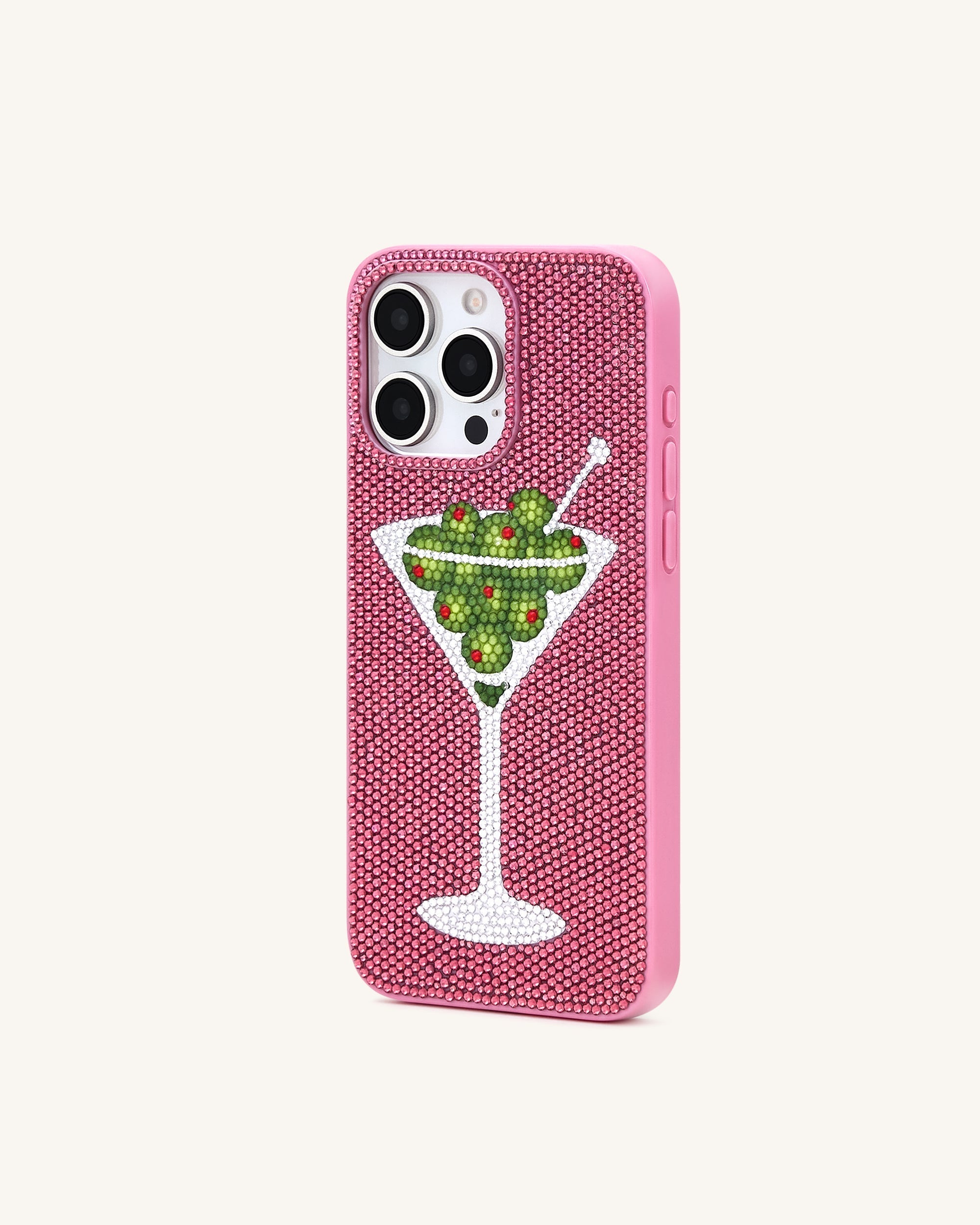 Olive Martini Artificial Crystal Phone Case - Pink