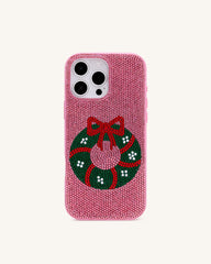 Holiday Wreath Bling Phone Case - Pink