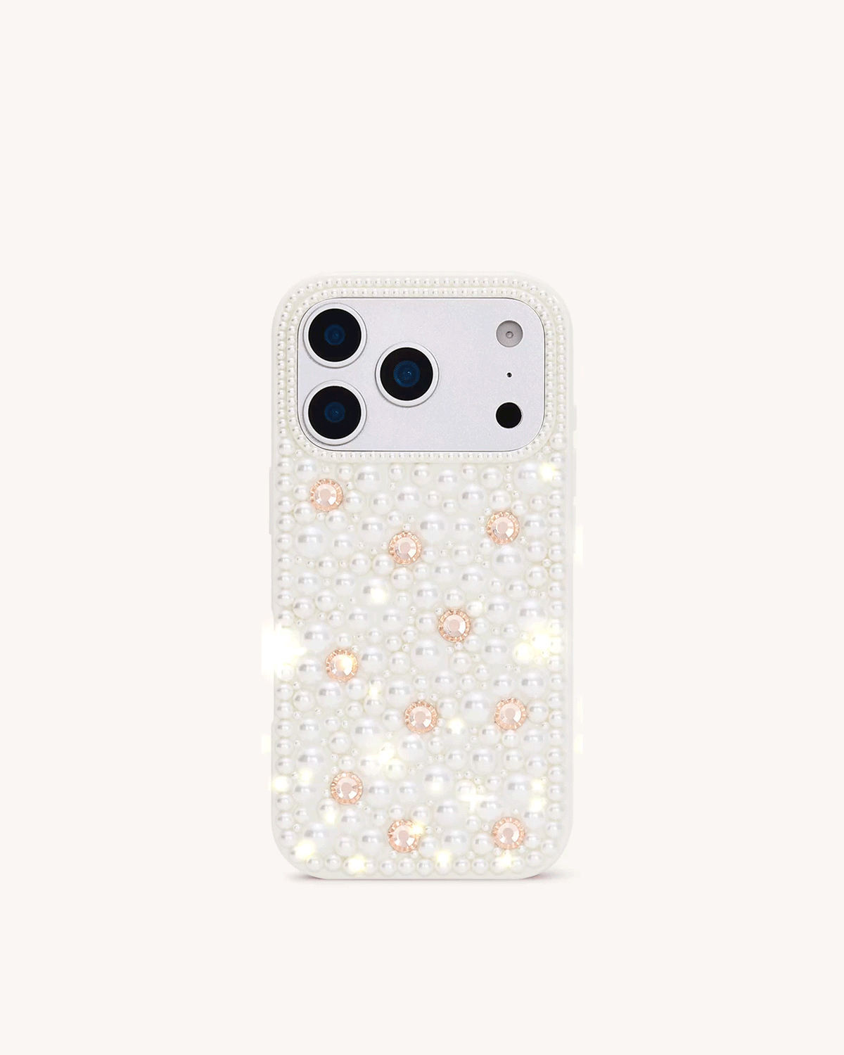 Pearl Embellished Phone Case - White