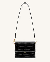 Mini Flap Crossbody - Black Croc