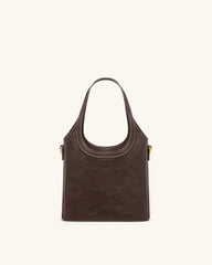 Brooke Mini Belted Embellished Top Handle Bag - Dark Brow