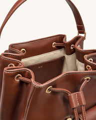 Harper Buckle Pocket Backpack - Dark Brown