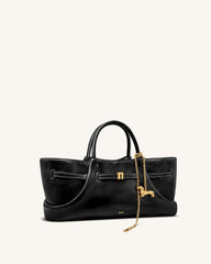 Maeve Dachshund Metal Charm Tote Bag - Black