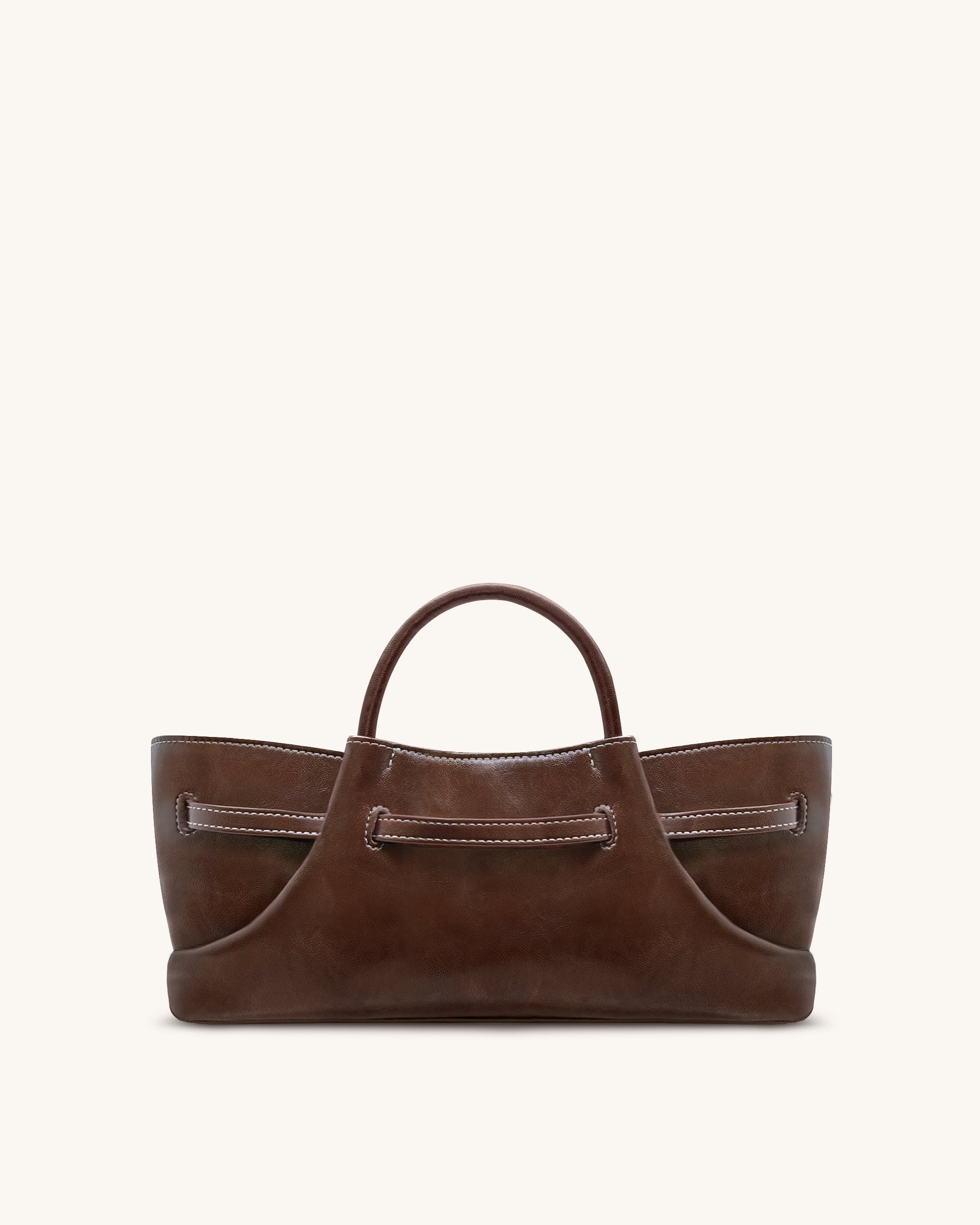 Maeve Dachshund Metal Charm Tote Bag - Dark Brown