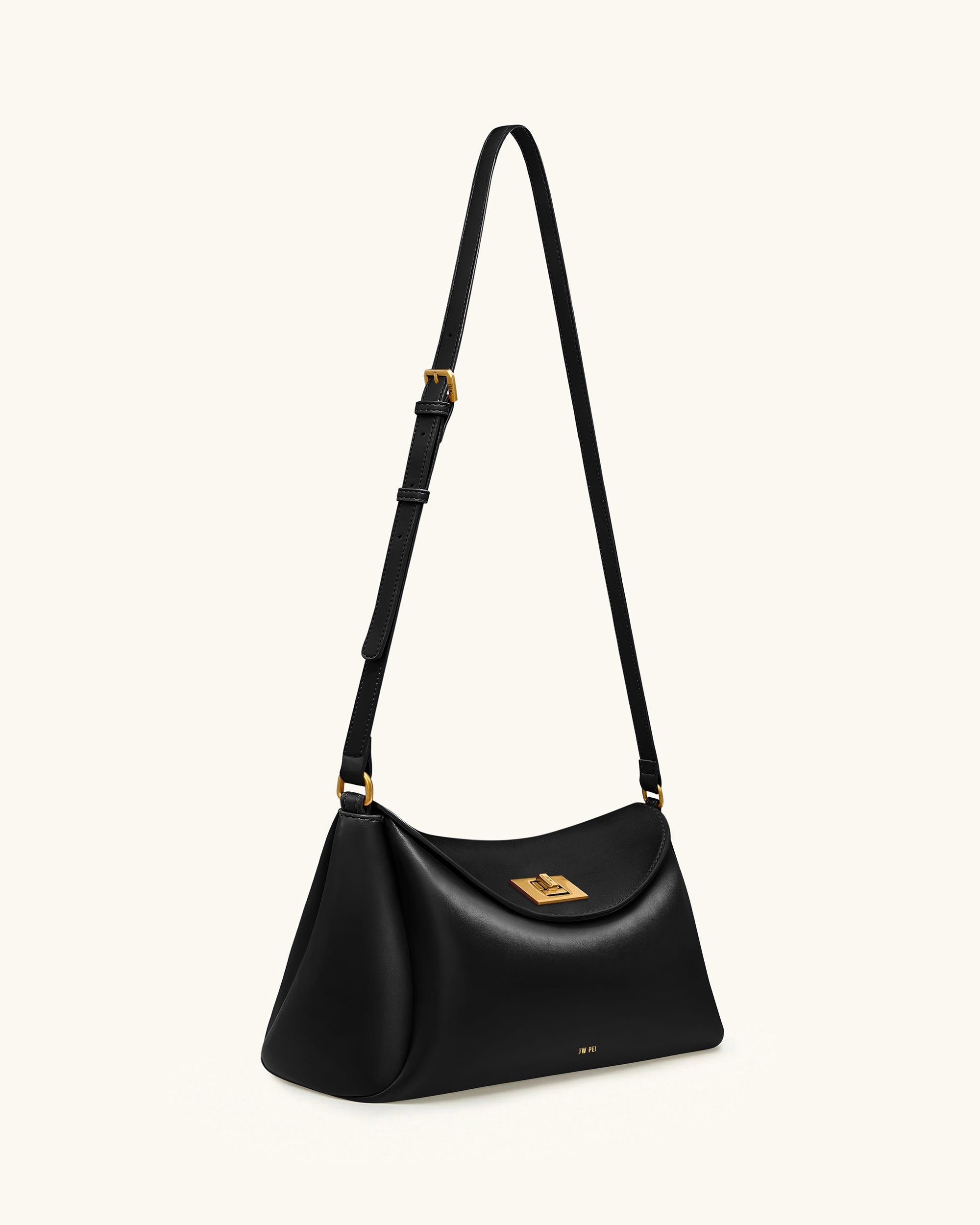 Greta Twist-Lock Crossbody Bag - Black
