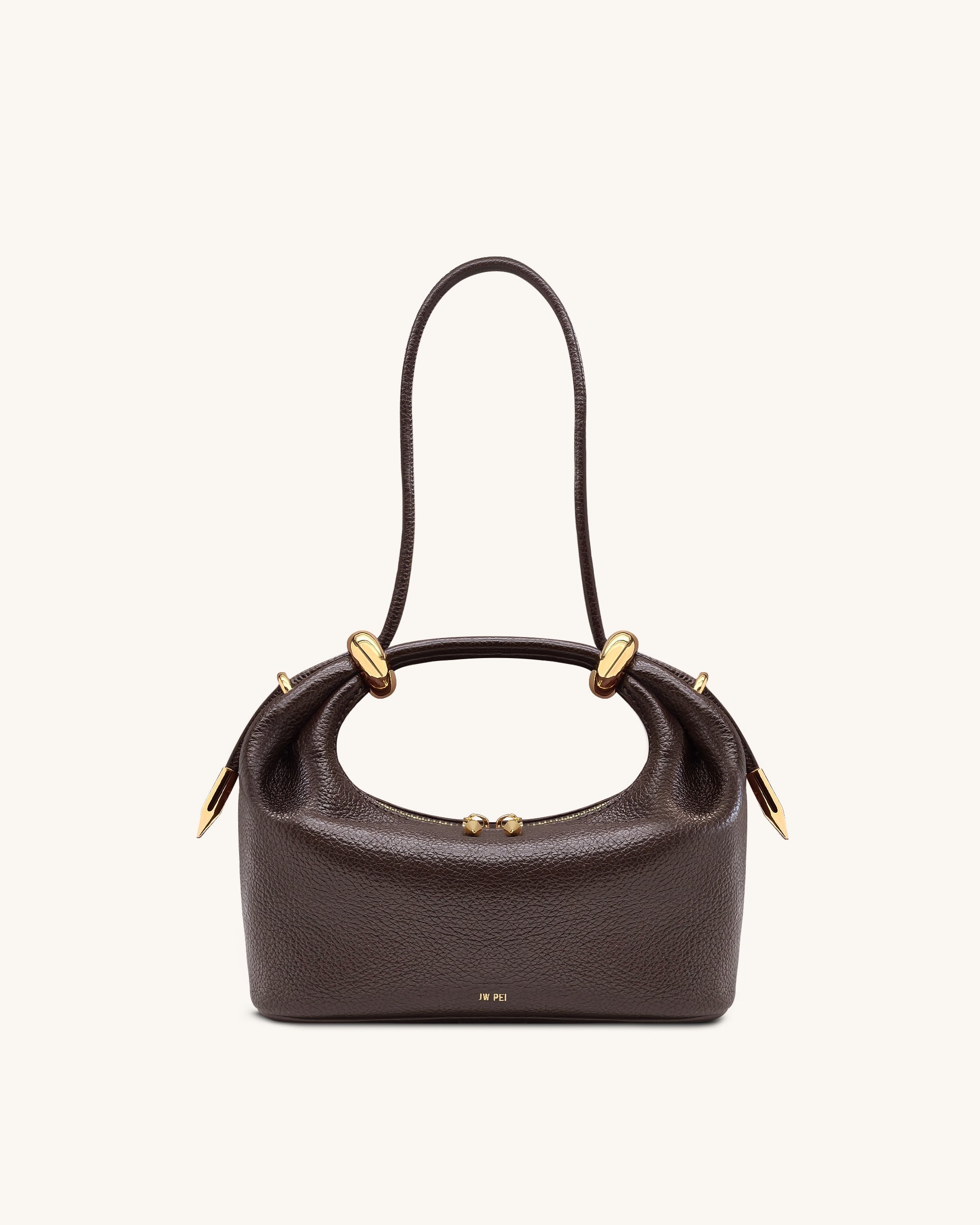 Ellie Metal Ring Embellished Top Handle Bag - Dark Brown
