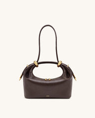 Ellie Metal Ring Embellished Top Handle Bag - Dark Brown