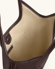 Brooke Belted Embellished Shoulder Tote Bag - Dark Brown