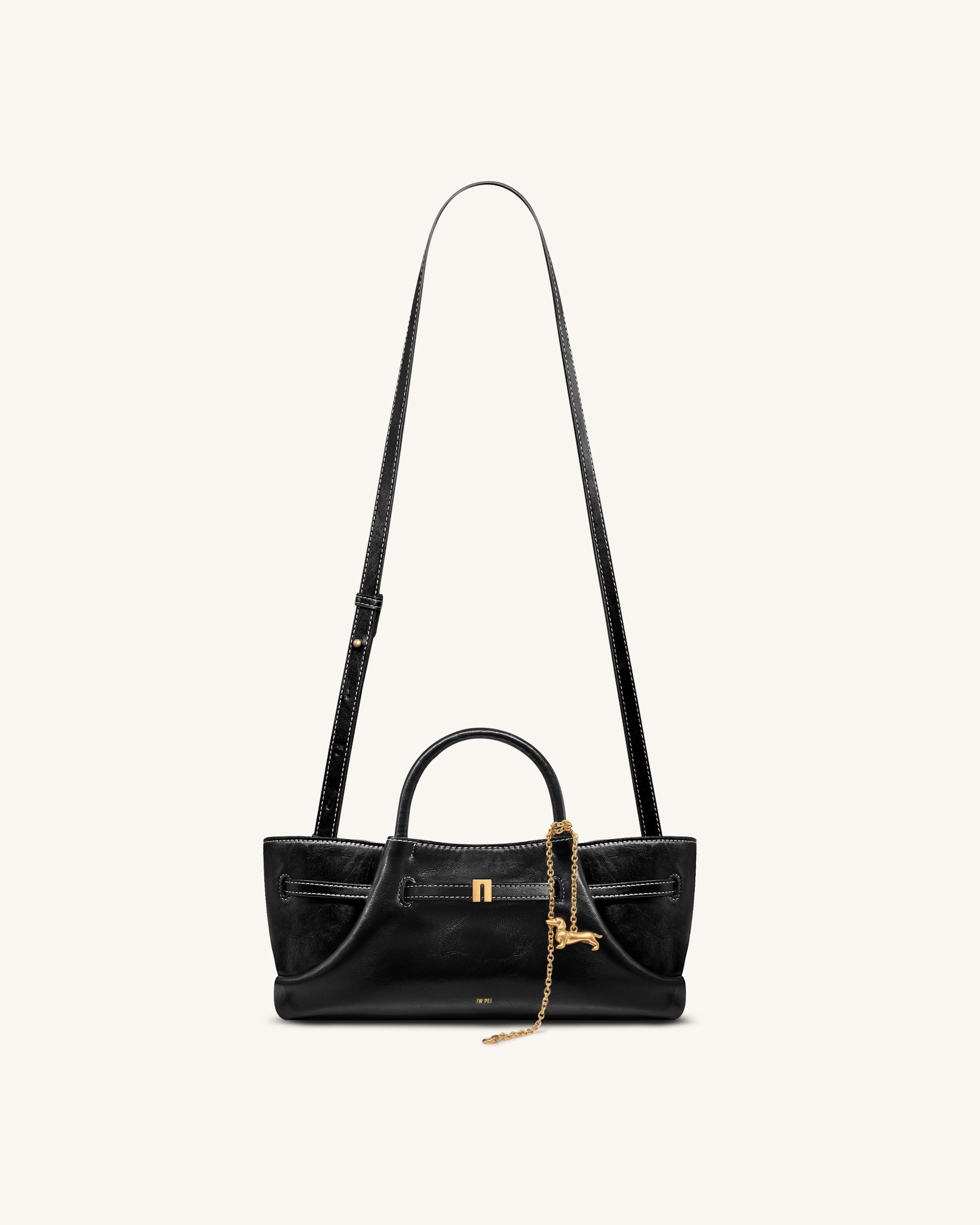 Maeve Dachshund Metal Charm Tote Bag - Black