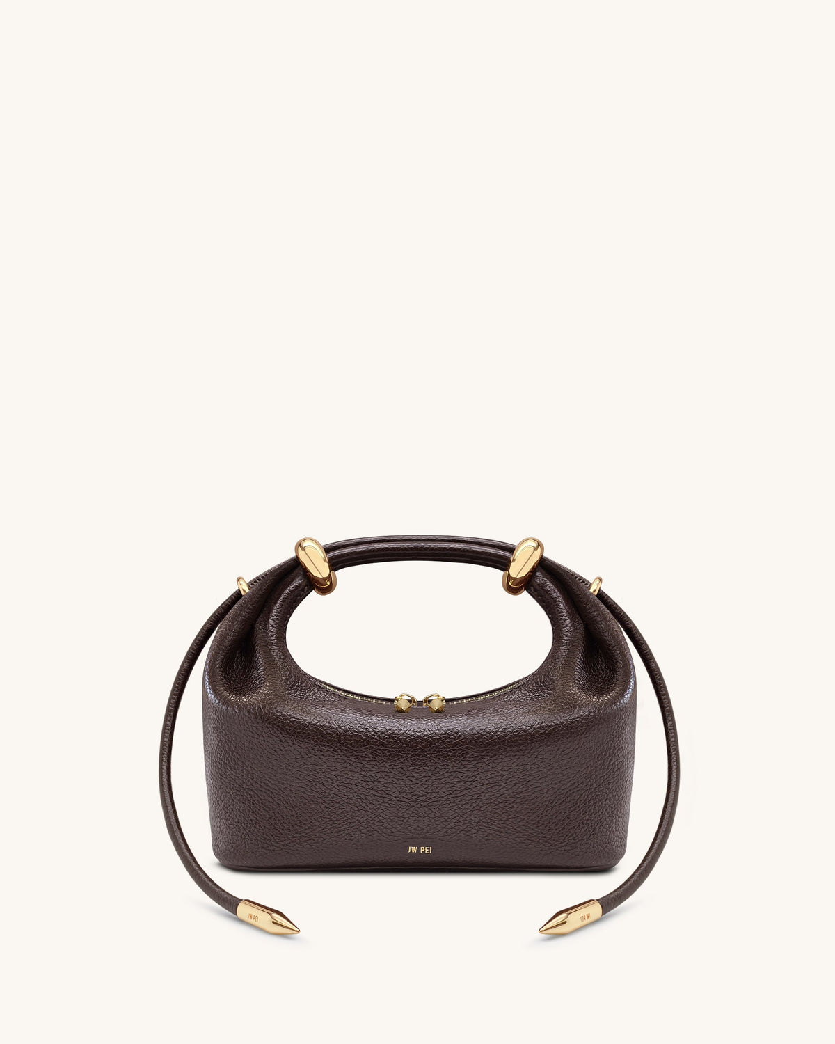 Ellie Metal Ring Embellished Top Handle Bag - Dark Brown