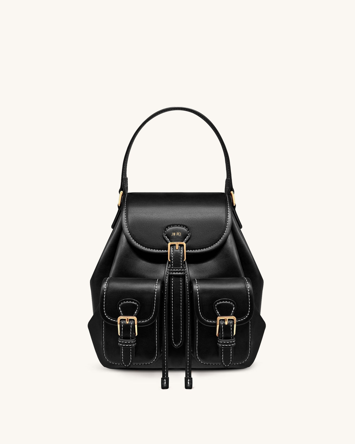 Harper Buckle Pocket Backpack - Black