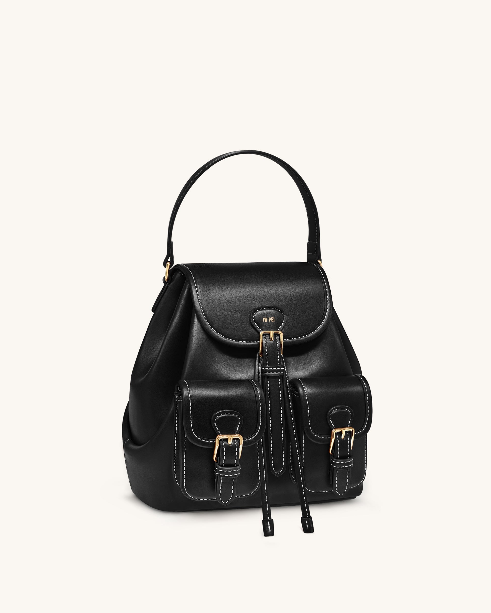 Harper Buckle Pocket Backpack - Black
