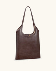 Brooke Belted Embellished Shoulder Tote Bag - Dark Brown