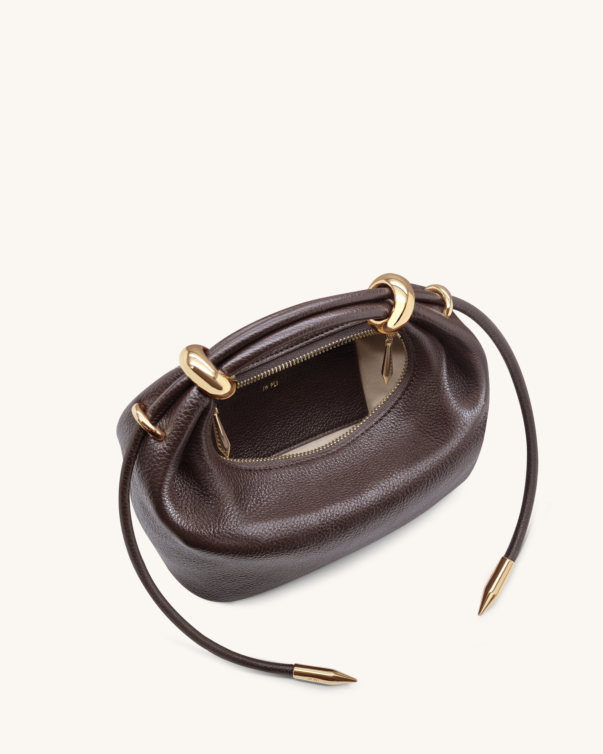 Ellie Metal Ring Embellished Top Handle Bag - Dark Brown