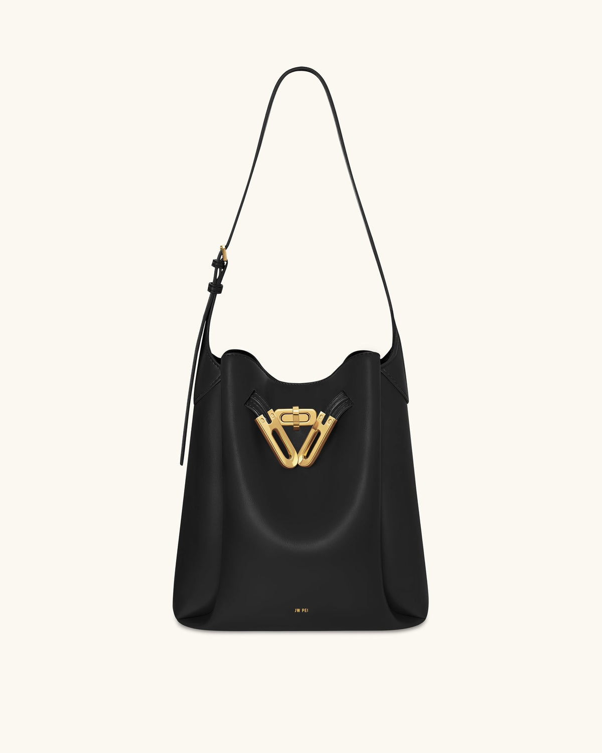 Charlene Double Buckle Hobo Bag - Black
