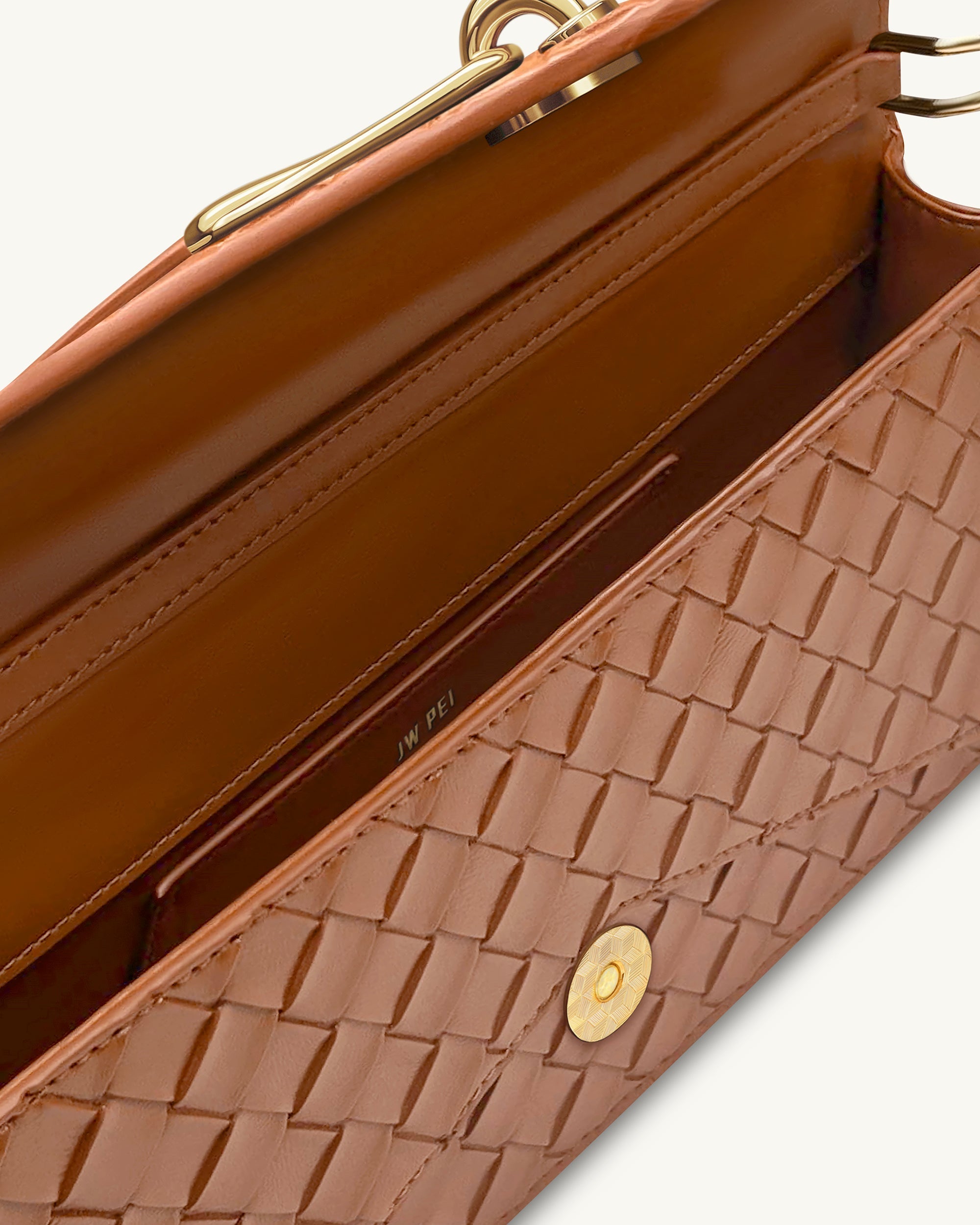 Celeste Woven Textured Envelope Top Handle Bag - Brown
