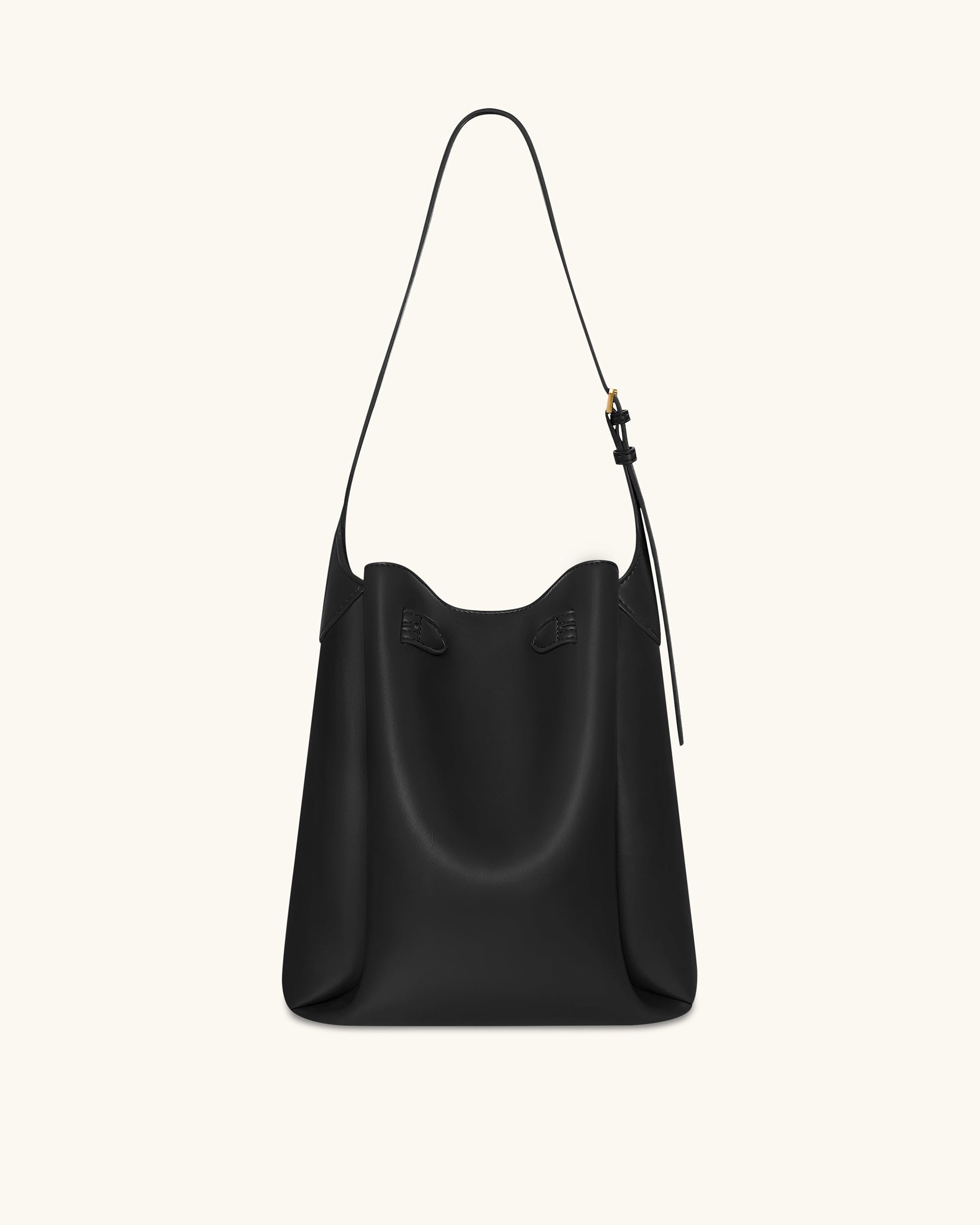 Charlene Double Buckle Hobo Bag - Black
