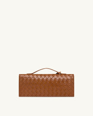 Celeste Woven Textured Envelope Top Handle Bag - Brown