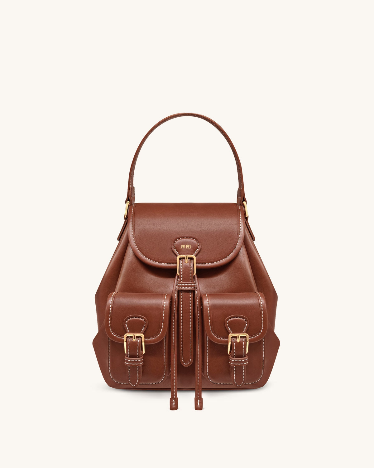 Harper Buckle Pocket Backpack - Dark Brown