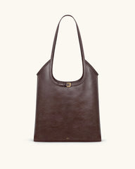 Brooke Belted Embellished Shoulder Tote Bag - Dark Brown