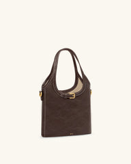 Brooke Mini Belted Embellished Top Handle Bag - Dark Brow